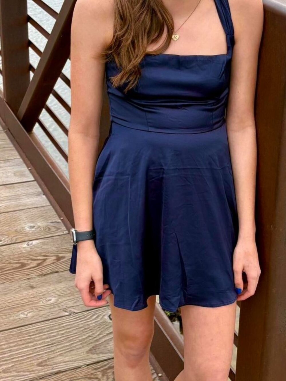 Navy blue Lulu's dress with tie back detail. Size S #party #eveningwear